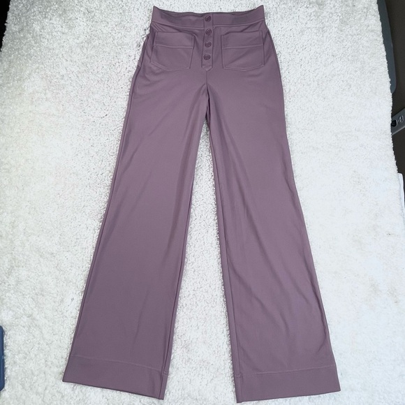 Halara High Waisted Button Multi Pockets Straight Leg office yoga Pants Med Tall - Picture 4 of 9